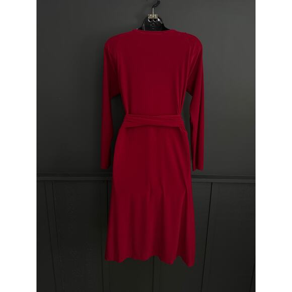 Norma Kamali Sweetheart Wrap Jersey Dress Long Sleeve in Deep Red Size Large - Picture 6 of 10